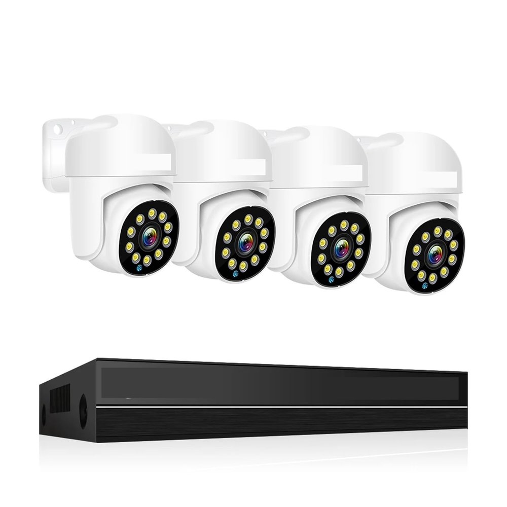 QDVOPHZA 4K Surveillance System 8MP 4MP Two Way Audio Colorful Nightvision PTZ POE AI 8CH P2P NVR Video Surveillance Kit(None,8CH 8MP with 4 Cam)
