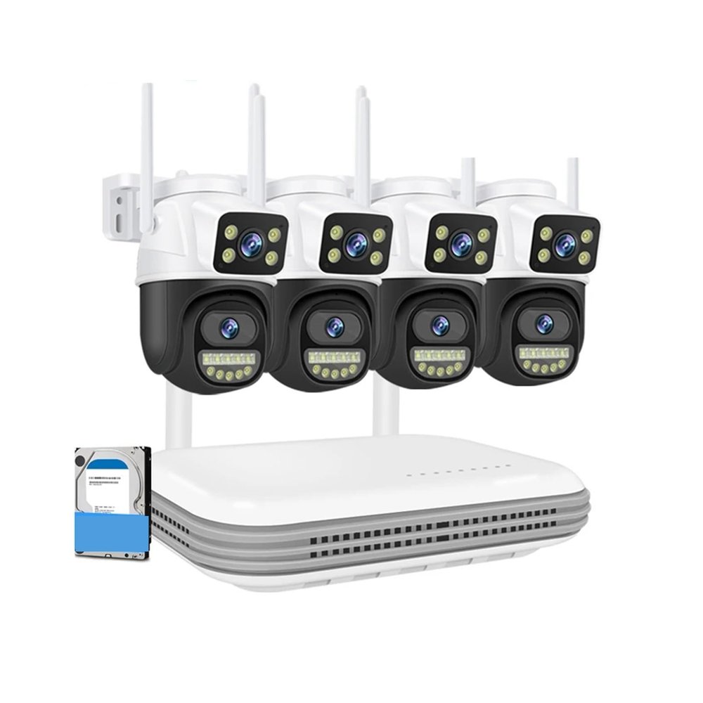 QDVOPHZA 6MP HD Wireless Dual Lens PTZ WiFi IP Home Security Camera System 8CH NVR H.265 Video Surveillance Set CCTV Kit(2T,8CH NVR and 4 Cam)