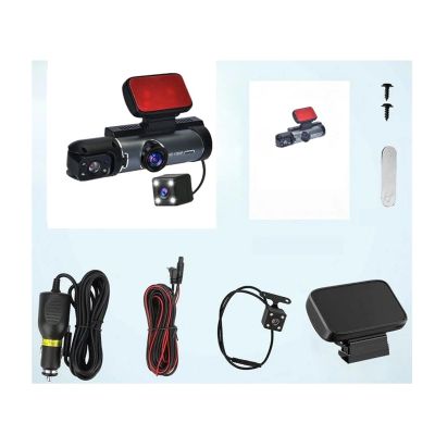 3 Cameras CAR DVR 3-Way 1080P Driving Recorder 3-Lens Dash Cam Car Front and Inside Video Rear Camera Car Black Box(64G)