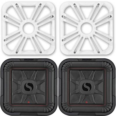 KICKER (2 46L7T102 L7T L7-Thin 10-Inch (25cm) Subwoofer, Dual Voice Coil, 2-Ohm, 500 Watt w/White LED Grill Bundle