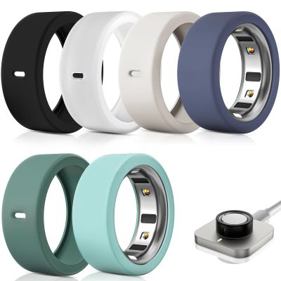 6 Pack Ultra-Thin Ring Protector Compatible with Oura Ring Gen 4/4 Ceramic/Oura Ring Gen 3, Silicone Oura Ring Cover Working Out Accessories Men Women, Direct Charging with Cover-L for 12 13 14 15