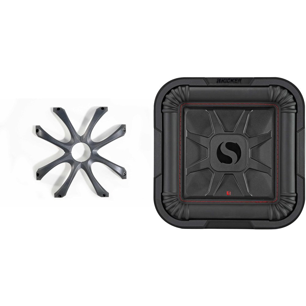 KICKER 46L7T102 L7T L7-Thin 10-Inch (25cm) Subwoofer, Dual Voice Coil, 2-Ohm, 500 Watt w/Cast Aluminum Grill Bundle