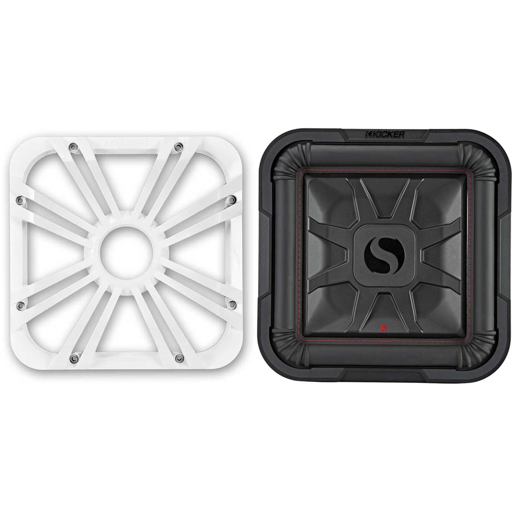 Kicker 46L7T124 L7T L7-Thin 12-Inch (30cm) Subwoofer, Dual Voice Coil, 4-Ohm, 600 Watt w/White LED Grill Bundle