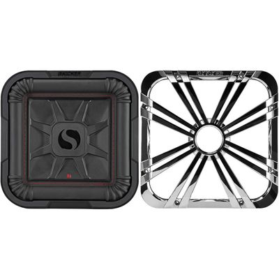 Kicker 46L7T104 L7T L7-Thin 10-Inch (25cm) Subwoofer, Dual Voice Coil, 4-Ohm, 500 Watt w/Chrome LED Grill Bundle