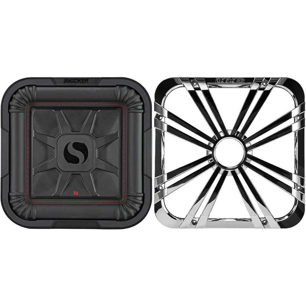 Kicker 46L7T104 L7T L7-Thin 10-Inch (25cm) Subwoofer, Dual Voice Coil, 4-Ohm, 500 Watt w/Chrome LED Grill Bundle