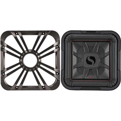 KICKER 46L7T124 L7T L7-Thin 12-Inch (30cm) Subwoofer, Dual Voice Coil, 4-Ohm, 600 Watt w/Charcoal LED Grill Bundle