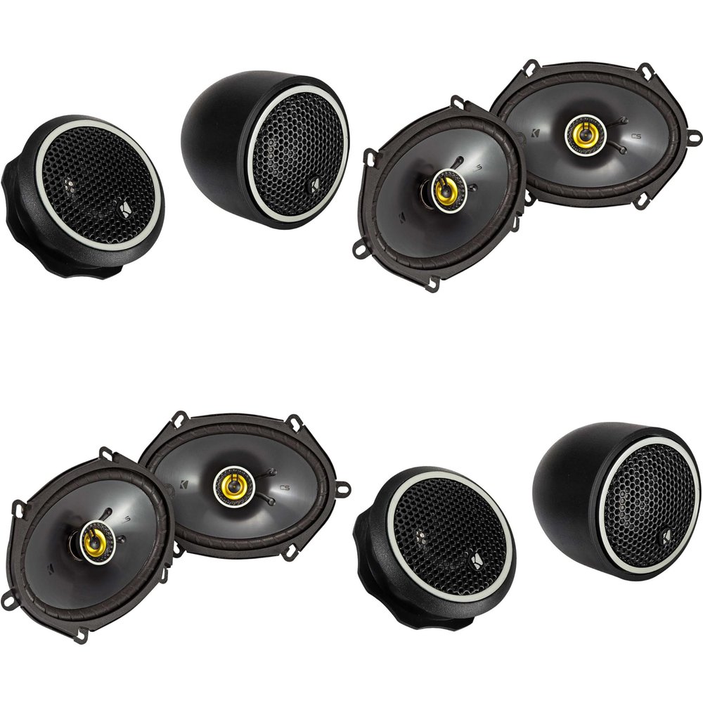 Kicker (2) 46CSC684 CS-Series CSC68 6x8-Inch (160x200mm) Coaxial Speakers, 4-Ohm (Pair) & (2) 46CST204 CS-Series CST20 .75-inch (20mm) Tweeters with Crossovers Bundle