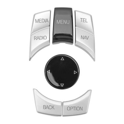 Grcfumo 6Pcs Car Multimedia Control Button, Media Button Remote Control, Car Center Console Touch Knob Button Cover for E70 X5 20062013 (Silver Plated)