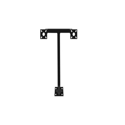 Double Side-by-Side Gooseneck Keypad Stand 42" Aluminum Telephone Entry Pedestal with 15" Offset and Universal Plate (Black)