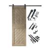 Homacer Classic Gray 26 in. x 84 in. Slanted Stripe Design 004 Barn Door with Non-Bypass Installation Hardware Kit, 4.5ft Track, Interior use only view 1