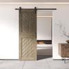 Homacer Classic Gray 26 in. x 84 in. Slanted Stripe Design 004 Barn Door with Non-Bypass Installation Hardware Kit, 4.5ft Track, Interior use only view 2