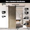 Homacer Classic Gray 26 in. x 84 in. Slanted Stripe Design 004 Barn Door with Non-Bypass Installation Hardware Kit, 4.5ft Track, Interior use only view 3
