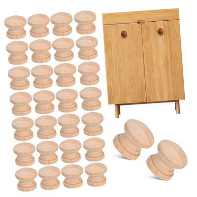 Beatifufu 100pcs Mushroom Shape Wood Knobs Unfinished Pulls Handles for Dresser Cabinet Door Hardware