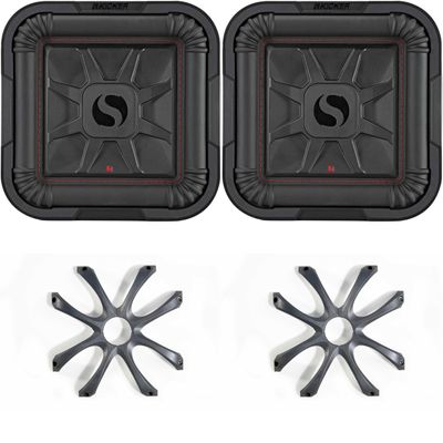 Kicker (2) 46L7T102 L7T L7-Thin 10-Inch (25cm) Subwoofer, Dual Voice Coil, 2-Ohm, 500 Watt w/Cast Aluminum Grill Bundle