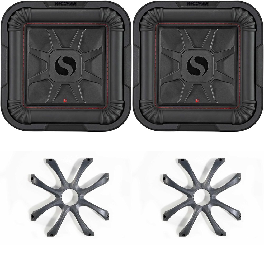 Kicker (2) 46L7T102 L7T L7-Thin 10-Inch (25cm) Subwoofer, Dual Voice Coil, 2-Ohm, 500 Watt w/Cast Aluminum Grill Bundle