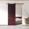 Homacer Red Mahogany 30 in. x 84 in. Slanted Stripe Design 004 Barn Door with Non-Bypass Installation Hardware Kit, 5.5ft Track, Interior use only view 2