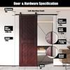 Homacer Red Mahogany 30 in. x 84 in. Slanted Stripe Design 004 Barn Door with Non-Bypass Installation Hardware Kit, 5.5ft Track, Interior use only view 3