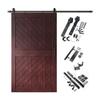 Homacer Red Mahogany 48 in. x 84 in. Slanted Stripe Design 004 Barn Door with Non-Bypass Installation Hardware Kit, 9ft Track, Interior use only view 1