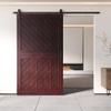 Homacer Red Mahogany 48 in. x 84 in. Slanted Stripe Design 004 Barn Door with Non-Bypass Installation Hardware Kit, 9ft Track, Interior use only view 2