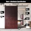 Homacer Red Mahogany 48 in. x 84 in. Slanted Stripe Design 004 Barn Door with Non-Bypass Installation Hardware Kit, 9ft Track, Interior use only view 3