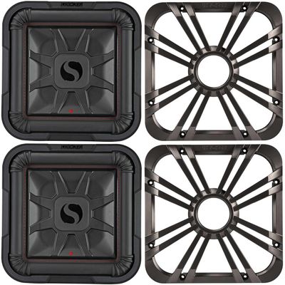 Kicker (2) 46L7T122 L7T L7-Thin 12-Inch (30cm) Subwoofer, Dual Voice Coil, 2-Ohm, 600 Watt w/Charcoal LED Grill Bundle