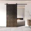 Homacer Ebony 36 in. x 84 in. Slanted Stripe Design 001 Barn Door with Non-Bypass Installation Hardware Kit, 6.6ft Track, Interior use only view 2