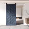 Homacer Navy 40 in. x 84 in. Slanted Stripe Design 004 Barn Door with Non-Bypass Installation Hardware Kit, 7ft Track, Interior use only view 2