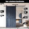 Homacer Navy 40 in. x 84 in. Slanted Stripe Design 004 Barn Door with Non-Bypass Installation Hardware Kit, 7ft Track, Interior use only view 3
