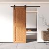 Homacer Early American 30 in. x 84 in. Slanted Stripe Design 002 Barn Door with Non-Bypass Installation Hardware Kit, 5.5ft Track, Interior use only view 2