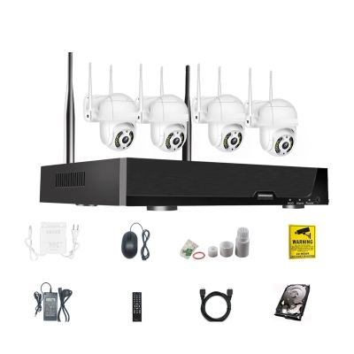 QDVOPHZA CCTV Wireless Security Monitoring System 8CH POE NVR Kit IP 3MP PTZ/Bulltet Camera TwoWay Audio Color Night Vision Surveillance(None,8CH 4PCS PTZ)