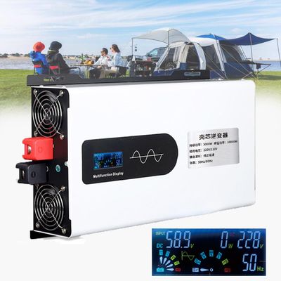 3300w Power Inverter Pure Sine 12v to 220v Voltage Converter 6600 Watts Peak, LCD Screen and Double Fans, with 4 Sockets,Portable,for Motorhomes,Trucks,Boats,Camping