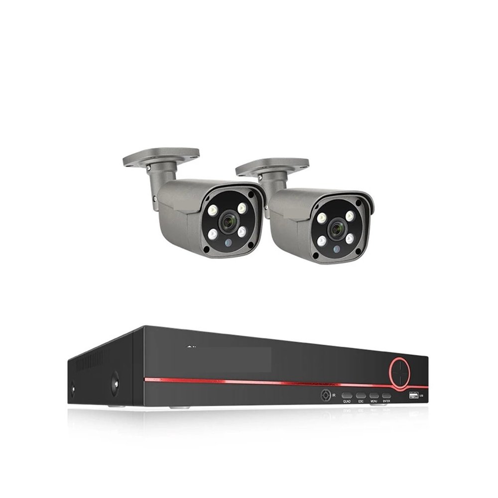 8CH 5MP 8MP Security Camera System 4K HD POE IP Camera Kit Two Way Audio Face Detect Metal Outdoor Video Surveillance(None,8CH 2Pcs 5MP Camera)