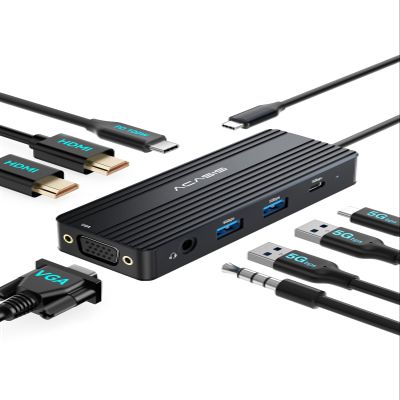 ACASIS USB C Docking Station Dual Monitors,8-in-1 Laptop Docking Station with Dual Monitor 2*HDMI +VGA +3 * 5G USB-A/C+3.5MM Audio+PD100W, Laptop Dock for Dell/HP/Lenovo ThinkPadBlack