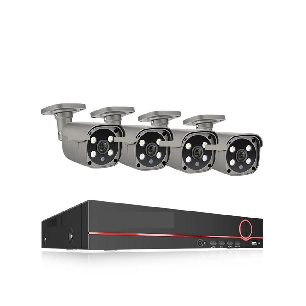 8CH 5MP 8MP Security Camera System 4K HD POE IP Camera Kit Two Way Audio Face Detect Metal Outdoor Video Surveillance(None,8CH 4Pcs 5MP Camera)