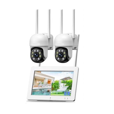 QDVOPHZA 3MP Wireless Security Camera System Set PTZ 4CH CCTV NVR Monitor Kit Outdoor Street P2P WiFi Video Surveillance Camera System(4CH 2 PTZ add 32G,U/K)