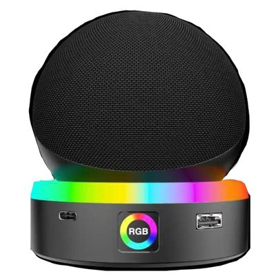 Aokicase Compatible with Echo Dot 4 / Echo Dot 5 Holder Echo Dot 4 / Echo Dot 5 Stand (RGB Style) Holder Echo Dot 4 / Echo Dot 5 Desktop Stand, USB Socket of Accessories Rack (Black) 1 Piece