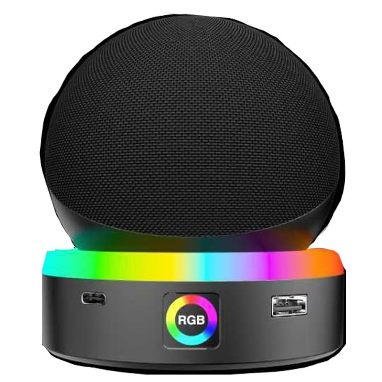 Aokicase Compatible with Echo Dot 4 / Echo Dot 5 Holder Echo Dot 4 / Echo Dot 5 Stand (RGB Style) Holder Echo Dot 4 / Echo Dot 5 Desktop Stand, USB Socket of Accessories Rack (Black) 1 Piece
