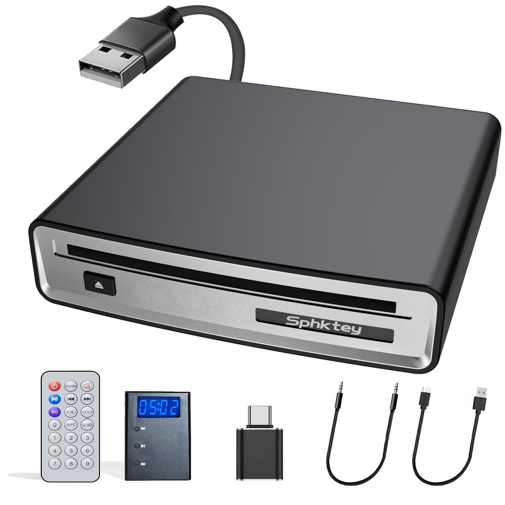 Portable CD Player for Car,Truck External Car CD Player, USB or AUX Connection,auto Players,Plug and PlayLossless Sound Quality