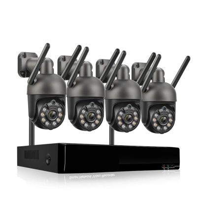 3MP PTZ Wireless CCTV System Two Way Audio WiFi IP Security Camera 10CH P2P NVR Video Surveillance Kit Human Auto Track(None,8CH NVR and 4 Camera)
