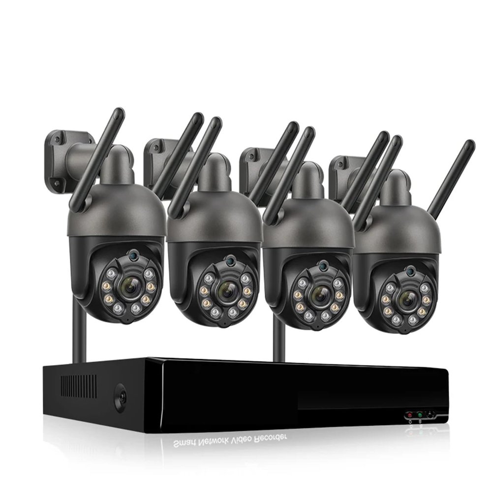 3MP PTZ Wireless CCTV System Two Way Audio WiFi IP Security Camera 10CH P2P NVR Video Surveillance Kit Human Auto Track(None,8CH NVR and 4 Camera)