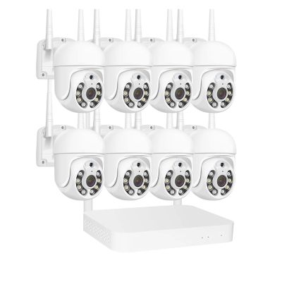 5MP WiFi Security Surveillance Camera System Kit Motion Tracking Color Night Vision 10CH NVR Wireless CCTV Cameras Set(1T,Silver)
