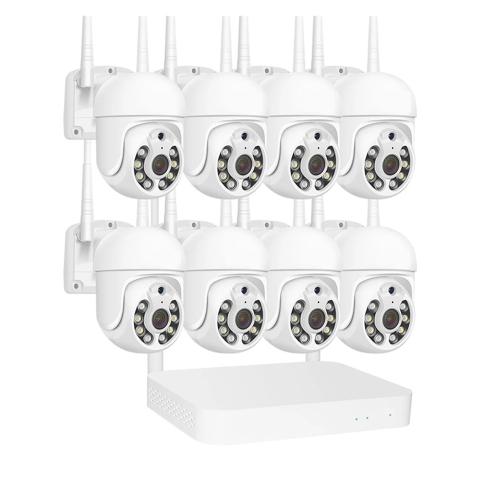 5MP WiFi Security Surveillance Camera System Kit Motion Tracking Color Night Vision 10CH NVR Wireless CCTV Cameras Set(1T,Silver)