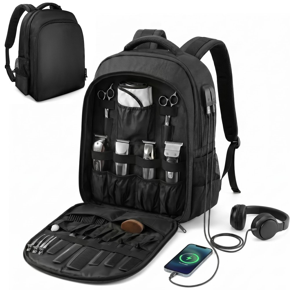 Amazing Fair Barber Supplies Bag with USB & Headphone Port