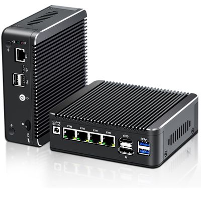 4 Lan i226 2.5G Firewall Micro Appliance, Fanless Firewall Mini PC Alder Lake-N N100, HDMI, DP, Type-C, 4xUSB, COM RJ45, Server PC, AES-NI VPN Router Support pfsense Openwrt, Wifi Slot, Barebone