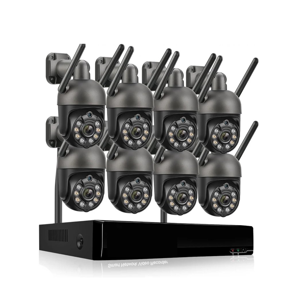 QDVOPHZA 3MP PTZ Wireless CCTV System Two Way Audio WiFi IP Security Camera 10CH P2P NVR Video Surveillance Kit Human Auto Track(None,8CH NVR and 8 Camera)