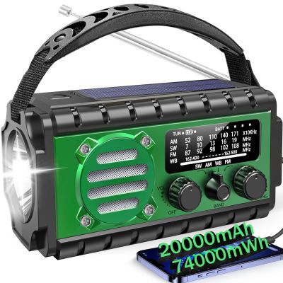 Aivica 20000mah Emergency Radio, SW/NOAA/AM/FM Weather Radio, Solar Powered Hand Crank Chager with Bige Batery Powered,Portable,Cellphone Charge,SOS,Flashlight for Emergency/Home