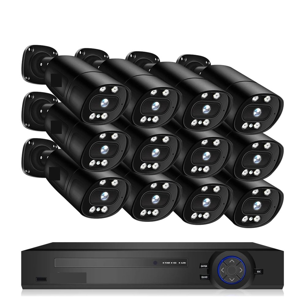 QDVOPHZA 4K 16CH Security Camerae System 5MP 8MP Two Way Audio CCTV Camera System AI P2P Video Surveillance Kit(None,16CH 5MP with 12 Cam)