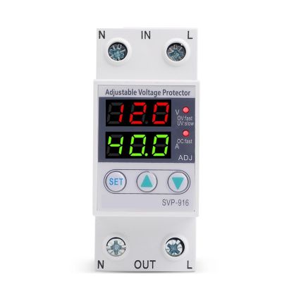 110V 120V 40A Digital Dual LED Display Surge Protector Circuit Breaker Low Voltage and Over Voltage Protector Disconnect Switch 1Pcs