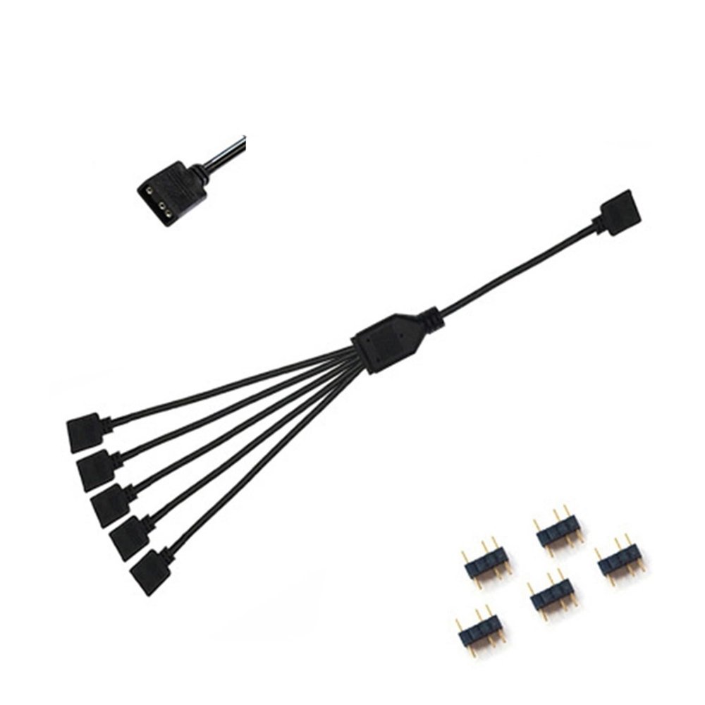 30cm Motherboard Aura Splitter Line RGB Hub 30cm Extension Cable MOD Interface 5V 3PIN 12V 4PIN Extender Water Cooler Custom(5V 1 to 5)