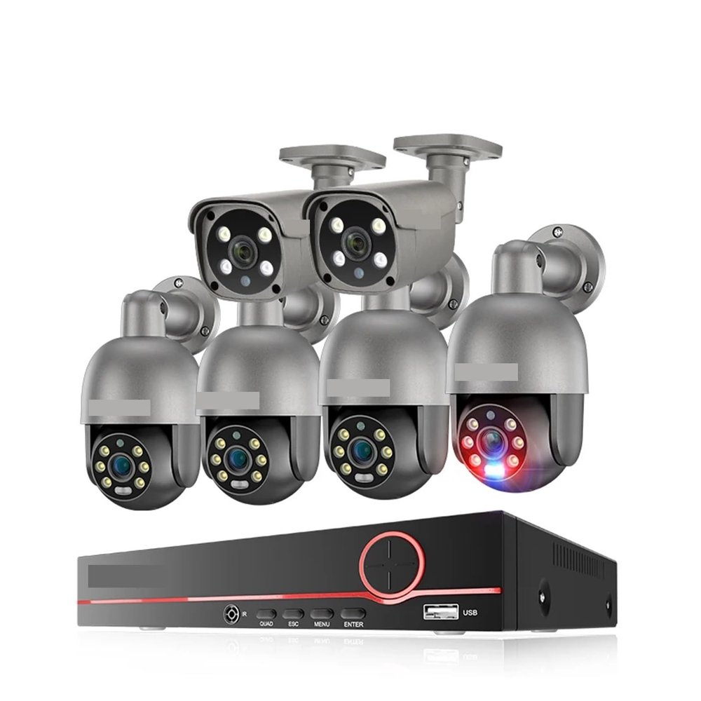 QDVOPHZA 8CH 5MP Security Camera System Night Vision Human Detection POE PTZ Camera Outdoor Security Surveillance Cam Kit P2P(1T,14)